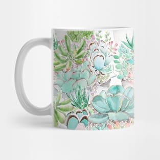 botanical succulent and cactus garden watercolor Mug